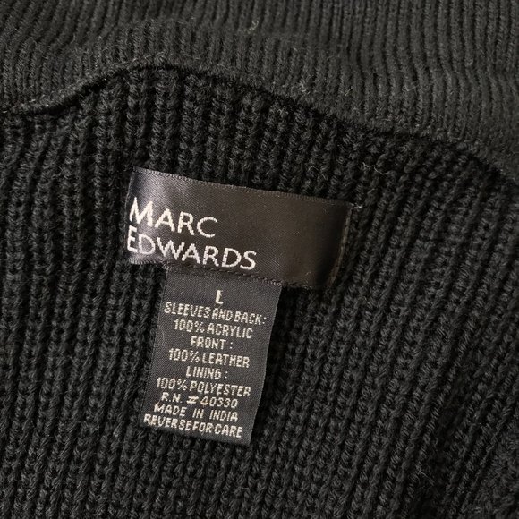 NWT Marc Edwards Mens Leather Suede Sweater Sz L - Picture 4 of 8